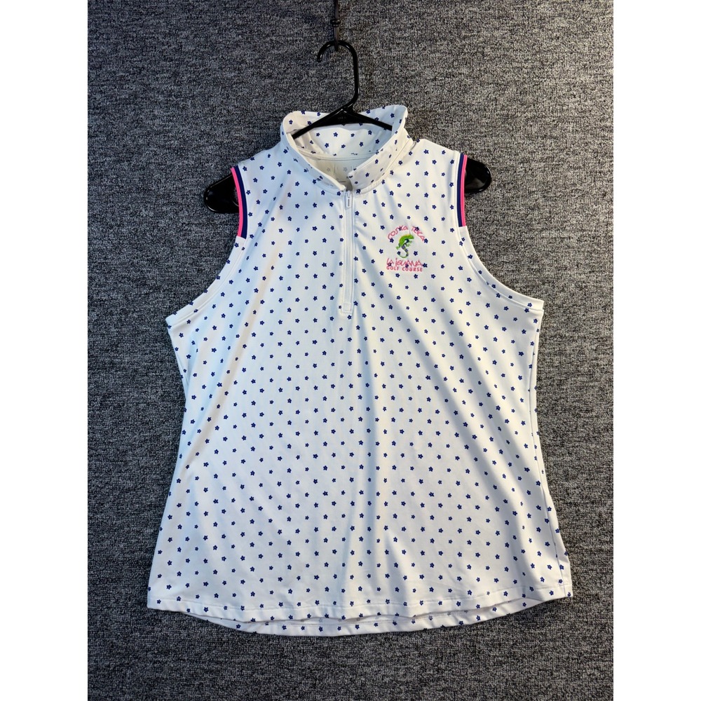 Under Armour La Iguana Golf Course Sleeveless Polo Shirt Stars White Womens XL